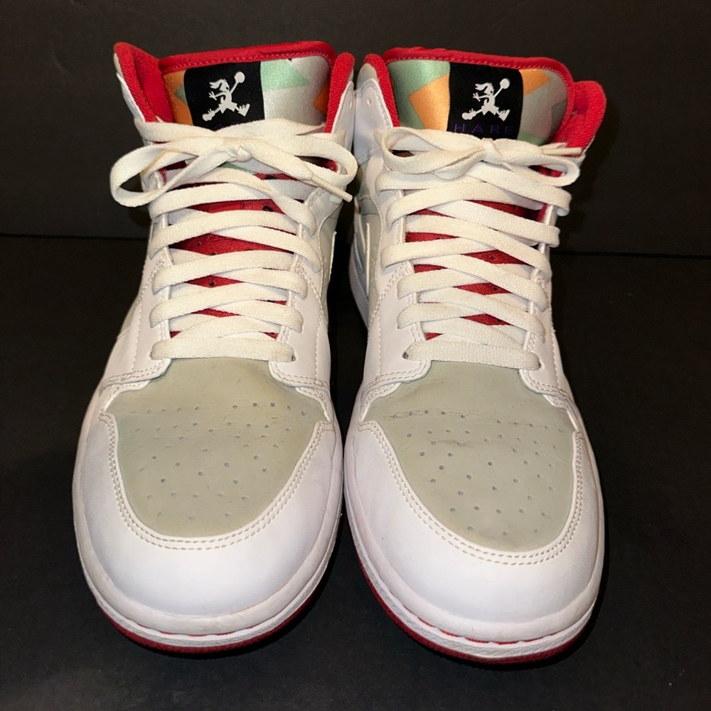 Stylish White and Red High-Top Sneakers